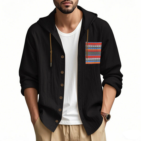 Herren Kapuzenshirt mit verspieltem Design und praktischer Knopfleiste Heidi-Mode