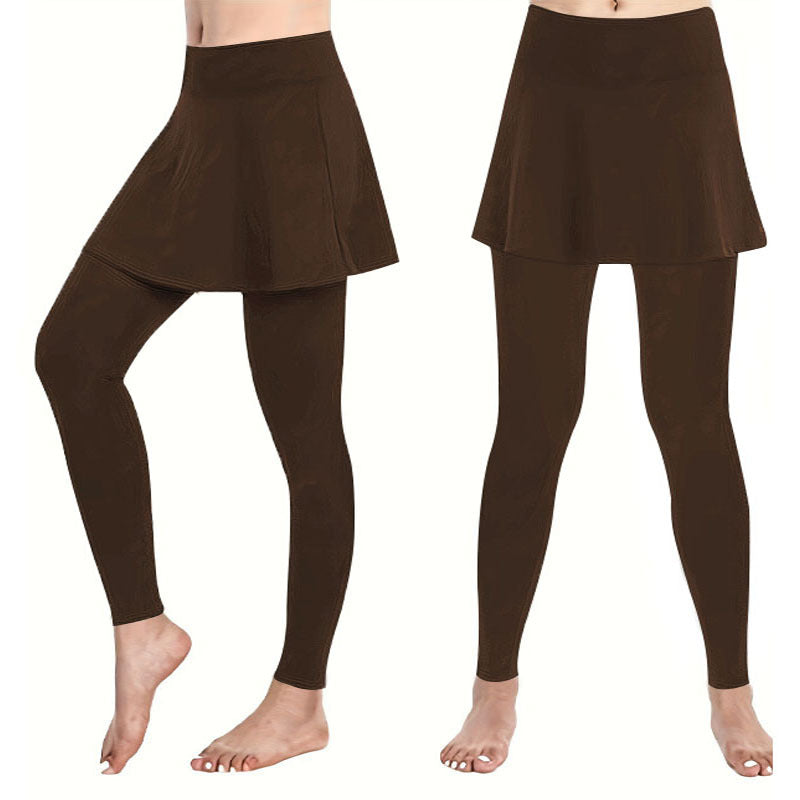 Damen Leggings mit rockähnlicher Einlage und hohem Bund Heidi-Mode