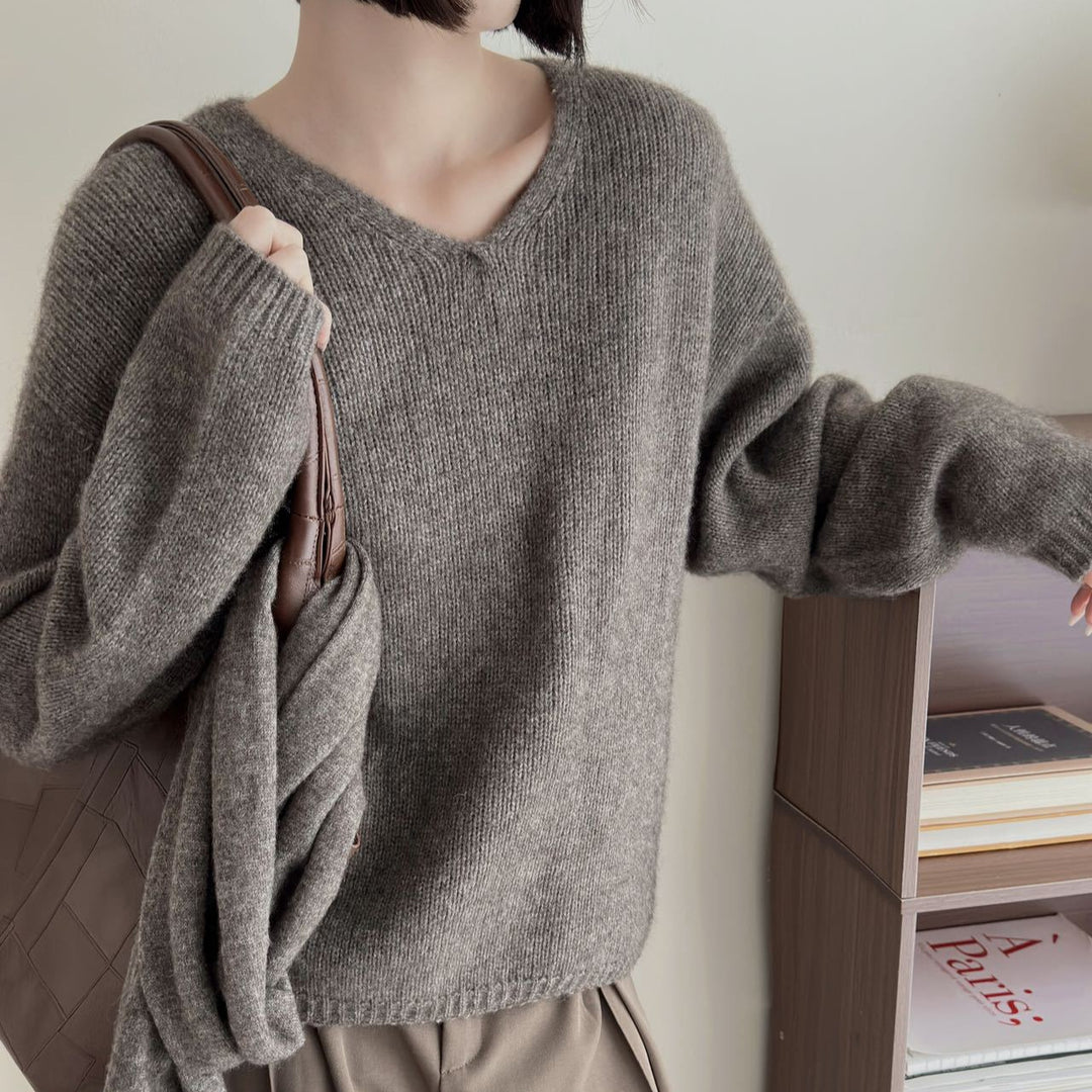 Femme Luxuriöser V-Ausschnitt Kaschmirpullover Heidi-Mode