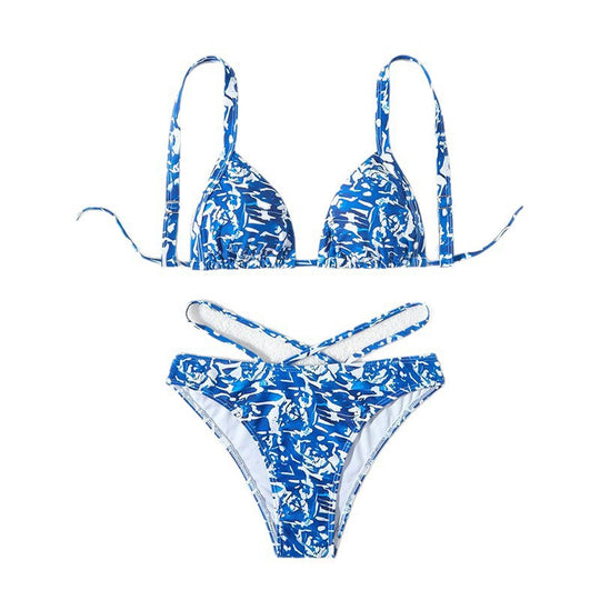 Damen Bikini-Set mit kreativem Muster und sexy Schnürdetails Heidi-Mode