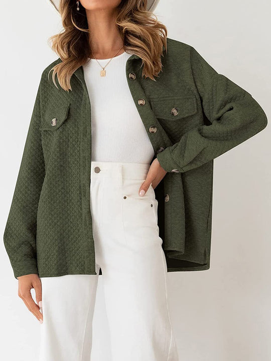 Damen Steppjacke mit Knopfleiste und Taschen Heidi-Mode