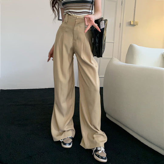 Damen weite Anzughose mit eleganten Falten und hohen Bund Heidi-Mode