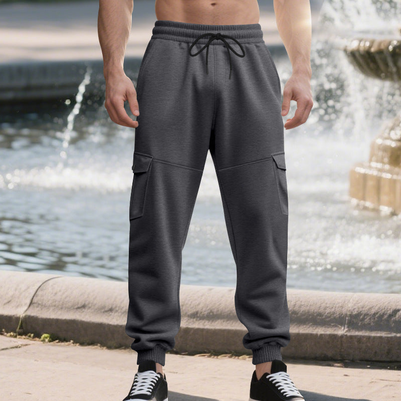 Herren Cargo-Jogginghose mit seitlichen Taschen und elastischem Bund Heidi-Mode