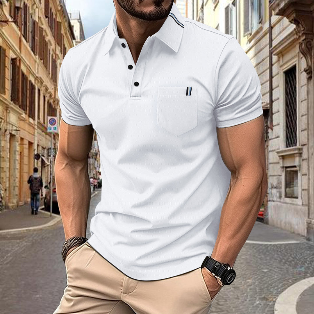 Herren Polohemd mit modernem Schnitt und Brusttasche Heidi-Mode