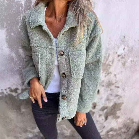 Damen Kuschelige und modische Fleecejacke mit praktischen Taschen Heidi-Mode