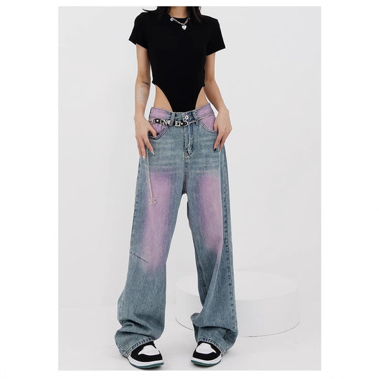 Damen lässige Baggy-Jeans mit farbverlaufendem Design und einem einzigartigen Schnitt Heidi-Mode