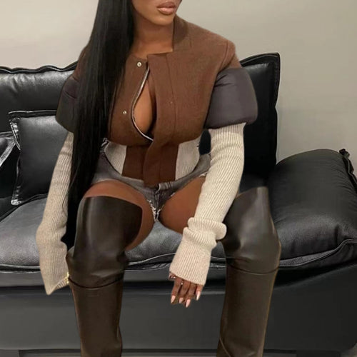 Damen Strickjacke mit modischem Schnitt und kontrastierenden Ärmeln Heidi-Mode