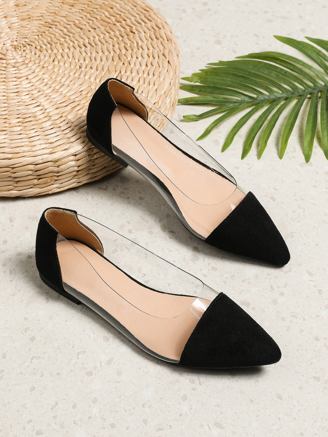 Damen Ballerinas mit transparentem Einschnitt und trendigem Schlangenmuster Heidi-Mode