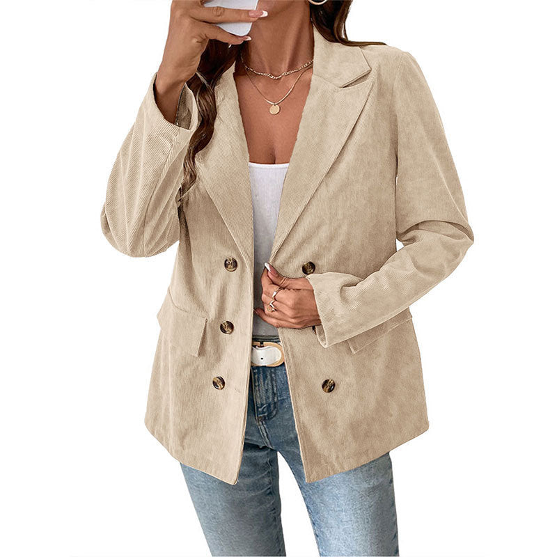Damen samtiger Blazer mit doppelter Knopfleiste und elegantem Schnitt Heidi-Mode