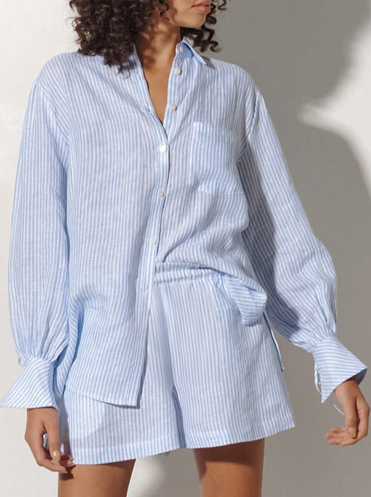 Heidi-Mode | Ins Loose Fashion Wear Gestreifte Baumwoll Kurzarm