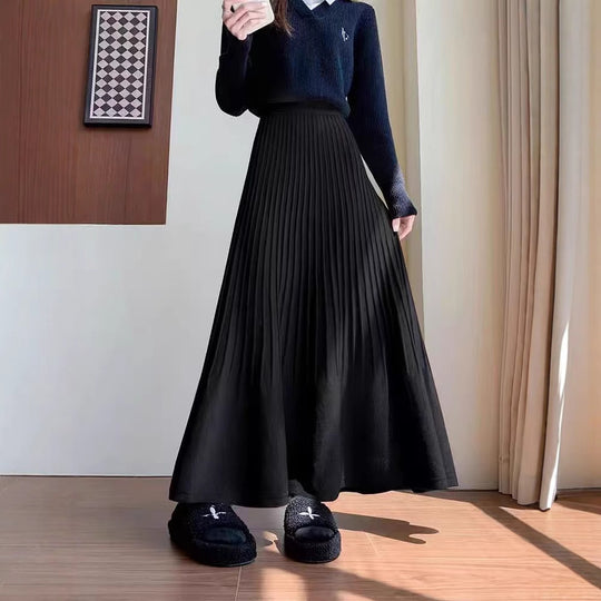 Damen eleganter Faltenrock mit hohem Bund Heidi-Mode