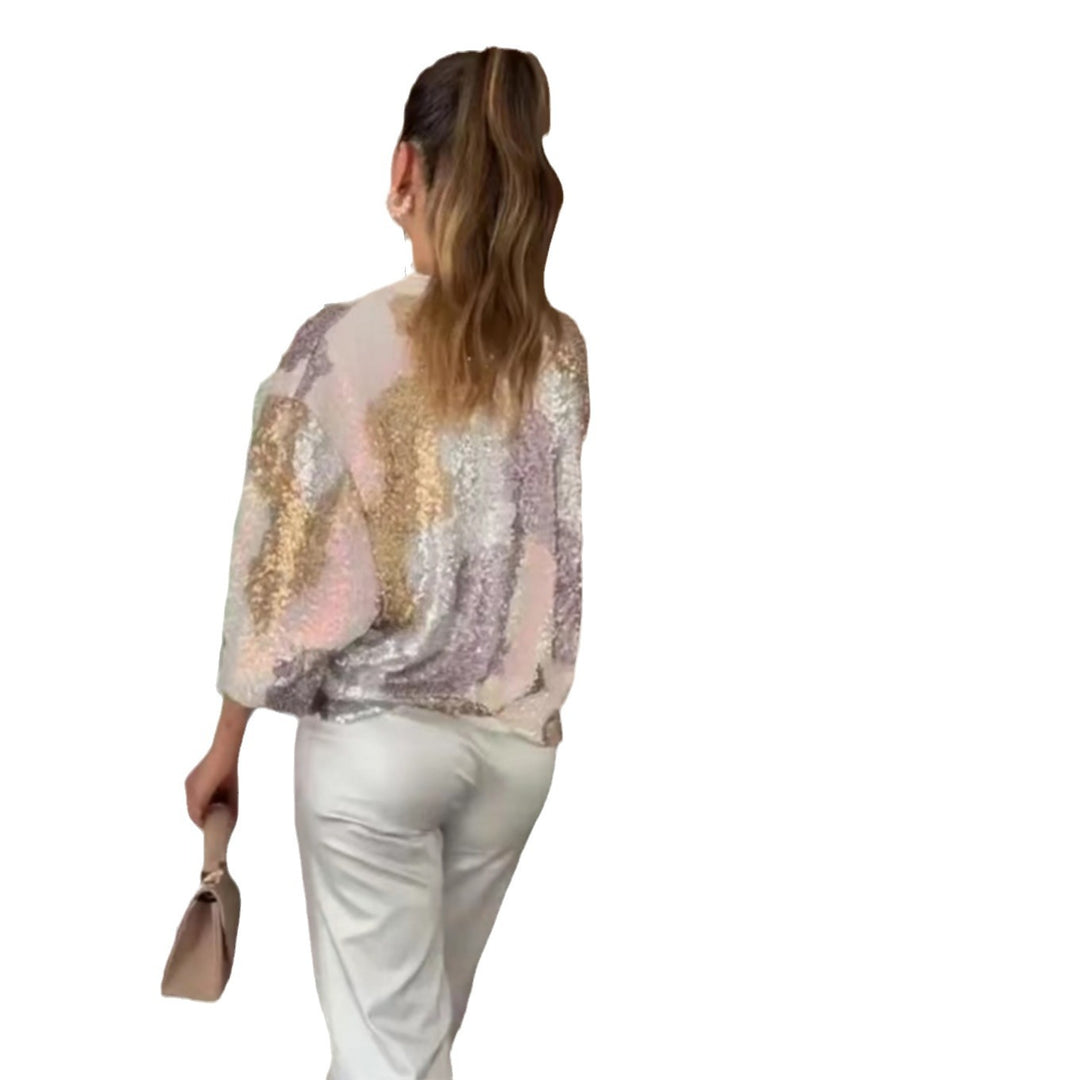 Damen Glitzernde Bomberjacke mit sportlichem Flair Heidi-Mode