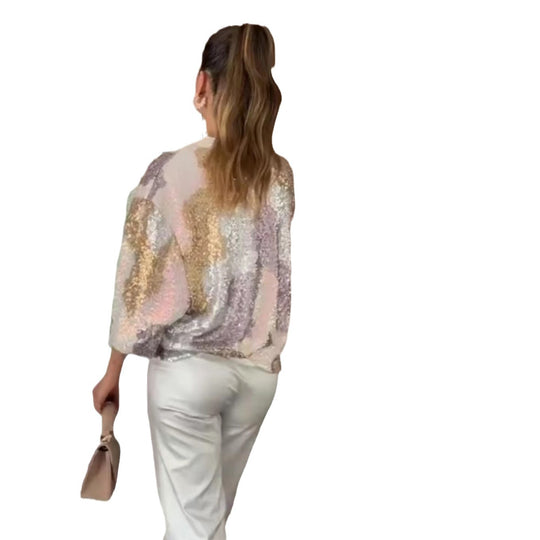 Damen Glitzernde Bomberjacke mit sportlichem Flair Heidi-Mode