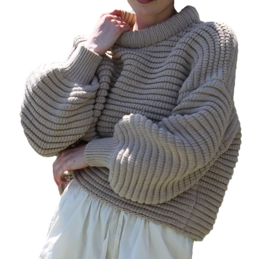 Damen lässiger Pullover im Strukturstrickdesign mit oversize Schnitt Heidi-Mode