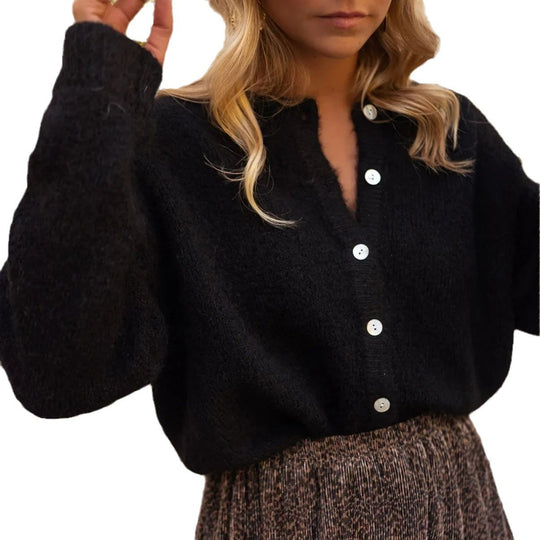 Damen Grobstrickpullover mit Knopfdetails und lässigem Schnitt Heidi-Mode