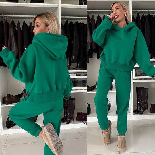 Damen entspanntes Hoody- und Jogginghose-Set mit weitem Schnitt und stylischem Design Heidi-Mode