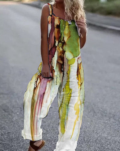 Heidi-Mode | Große Blumenmuster Leichte Stoff Latzhose