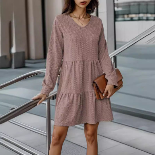 Damen Kleid im lässigen A-Linien Schnitt mit feiner Struktur Heidi-Mode