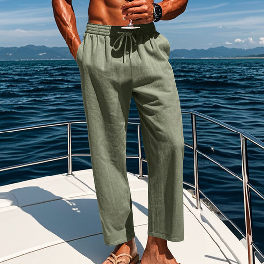 Herren Sommerliche Freizeithose mit weichem, atmungsaktivem Baumwollmaterial und elastischem Bund Heidi-Mode