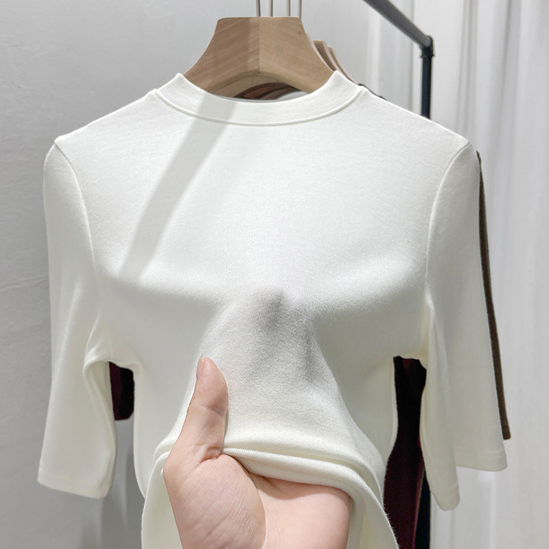Damen Kurzarm Turtleneck Shirt aus hochwertigem, elastischem Material mit modernem Design Heidi-Mode