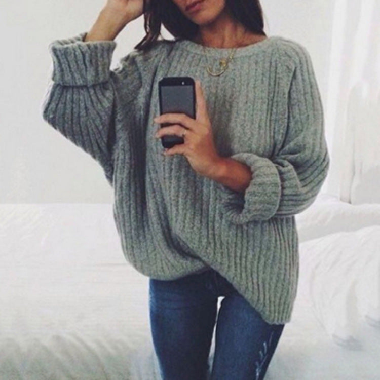 Damen Oversized Strickpullover mit strukturiertem Rippenmuster und lässigem Schnitt Heidi-Mode