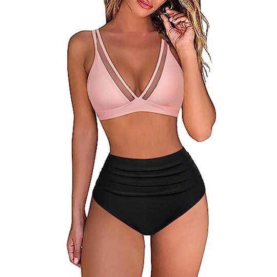 Damen High-Waisted Tiered Animal Print Bikini Set Heidi-Mode