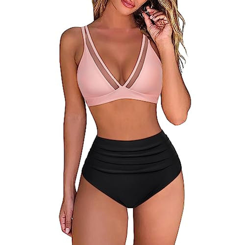 Damen High-Waisted Tiered Animal Print Bikini Set Heidi-Mode