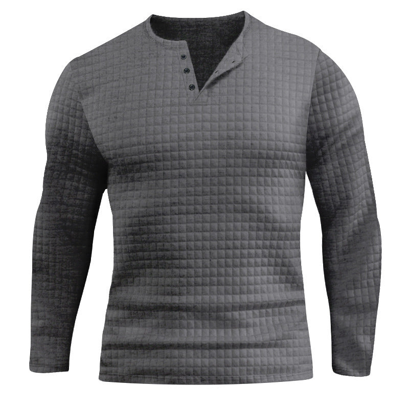 Herren Langarmshirt mit strukturiertem Design und modischem Knopfverschluss Heidi-Mode