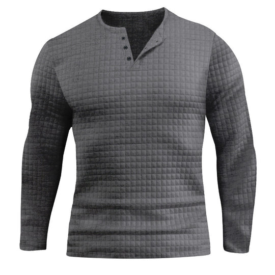 Herren Langarmshirt mit strukturiertem Design und modischem Knopfverschluss Heidi-Mode