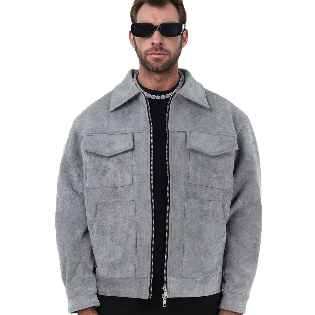 Herren modische Wildlederjacke mit praktischen Taschen Heidi-Mode