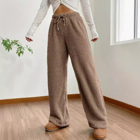 Damen kuschelige Fleece-Hose mit weitem Schnitt Heidi-Mode
