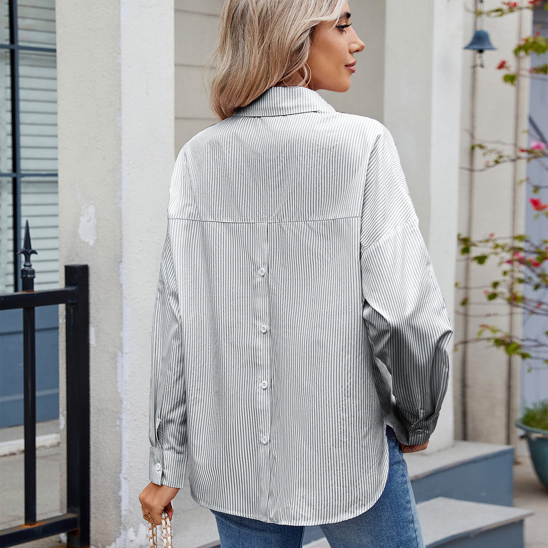 Damen gestreifte Bluse mit eleganter Passform und modernem Schnitt Heidi-Mode
