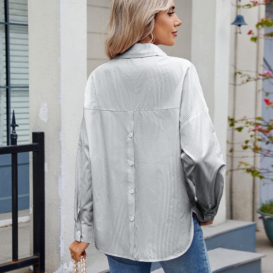 Damen gestreifte Bluse mit eleganter Passform und modernem Schnitt Heidi-Mode