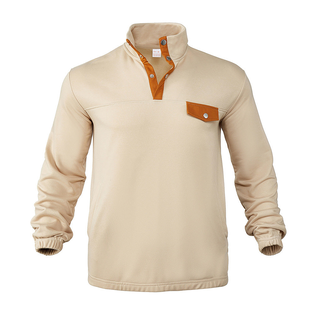 Herren Pullover mit praktischer Knopfleiste und Brusttasche Heidi-Mode