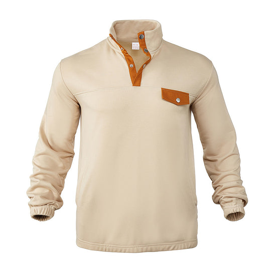 Herren Pullover mit praktischer Knopfleiste und Brusttasche Heidi-Mode