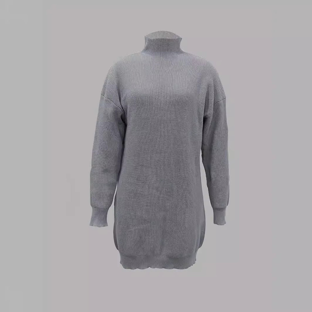 Damen Modisches Strickkleid mit hohem Kragen und oversize Schnitt Heidi-Mode