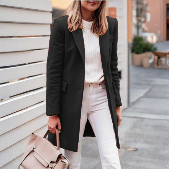 Damen eleganter und bequemer Wollmantel Heidi-Mode