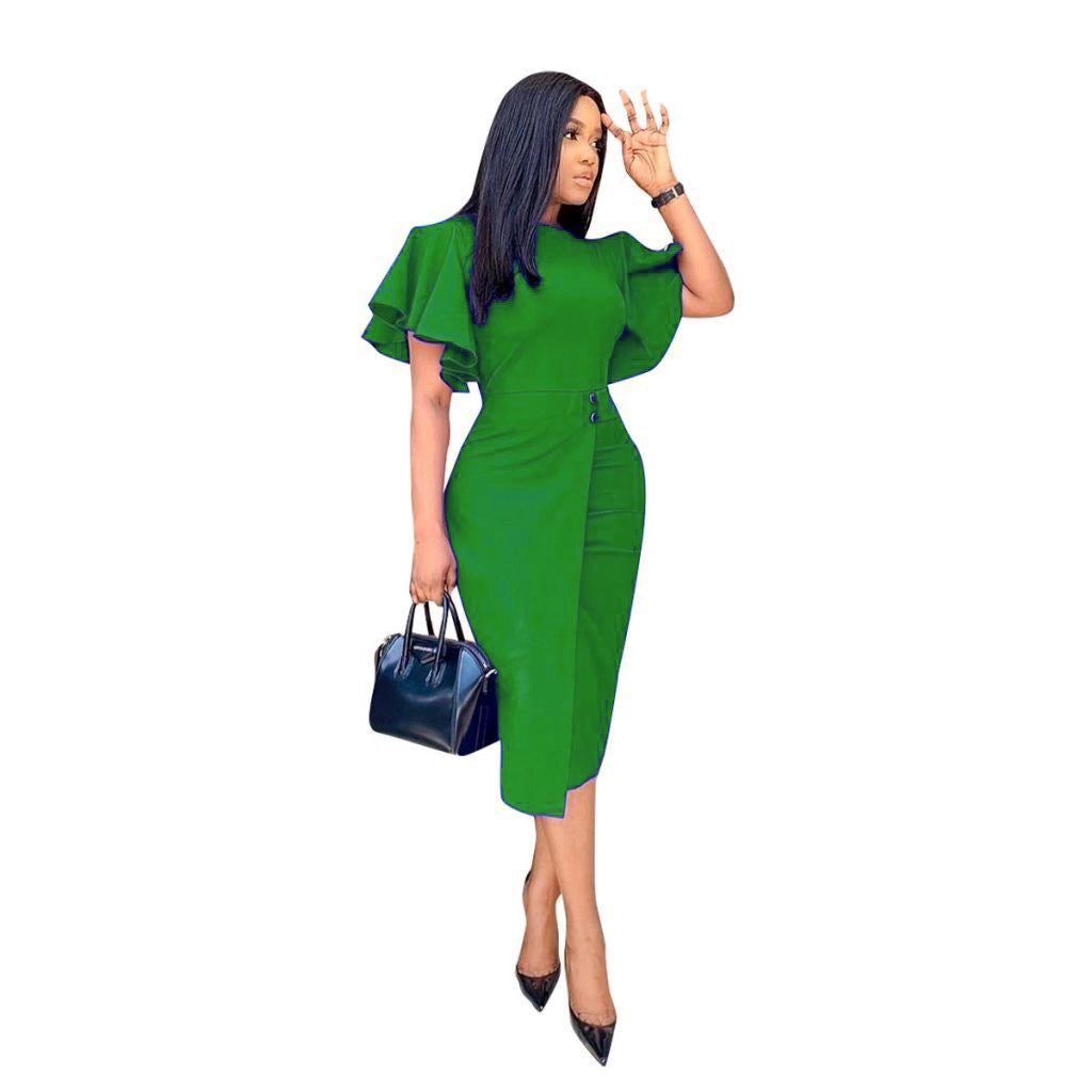 Damen Wickelkleid mit eleganten Rüschendetails und strukturiertem Schnitt Heidi-Mode