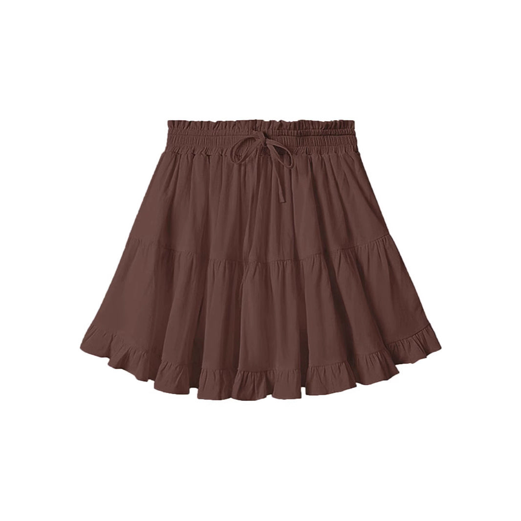 Damen Voluminöser Baumwollrock mit Rüschen Heidi-Mode