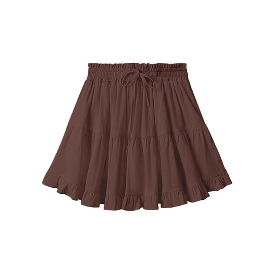 Damen Voluminöser Baumwollrock mit Rüschen Heidi-Mode