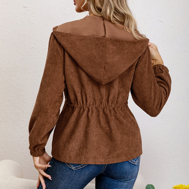 Damen Übergangsjacke mit Kordelzug und Kapuze Heidi-Mode