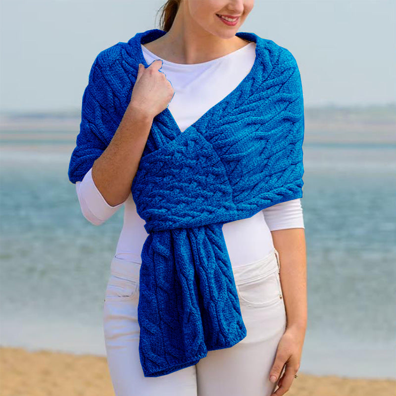 Damen Wickelstola mit strukturiertem Zopfmuster Heidi-Mode