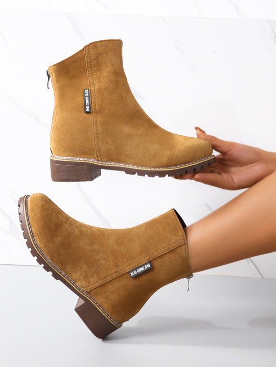 Damen Modische Ankle Boots aus Wildleder mit Reißverschluss Heidi-Mode