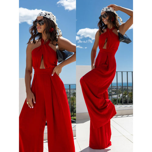 Damen Halter Neck Cutout Jumpsuit Heidi-Mode