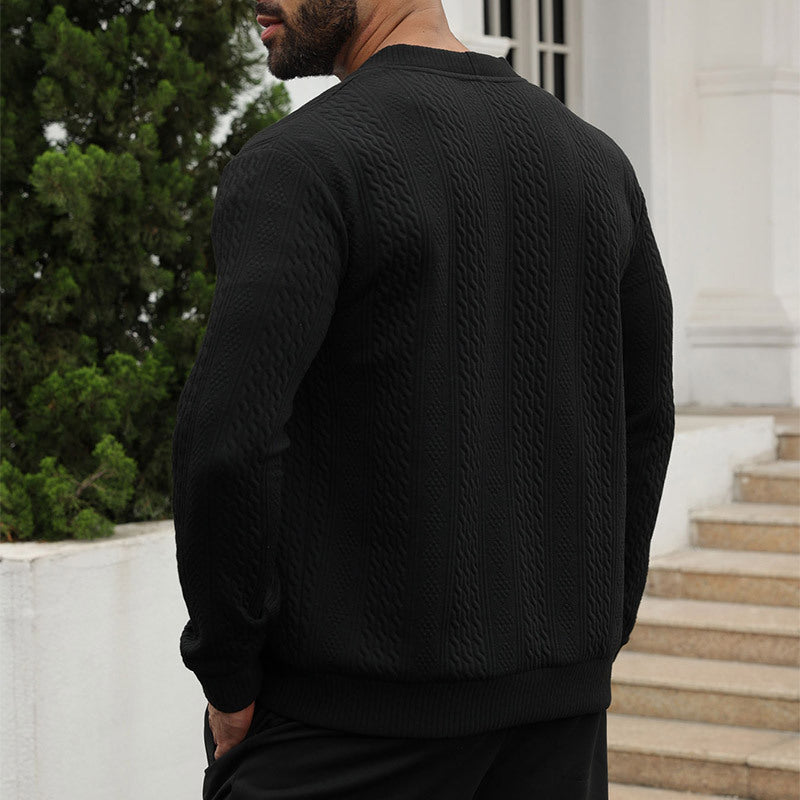 Herren Strickjacke mit hochwertigem Strukturmuster und modernen Knöpfen Heidi-Mode