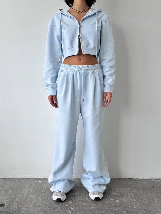 Damen Cropped Hoodie und entspannte Jogginghose Set Heidi-Mode