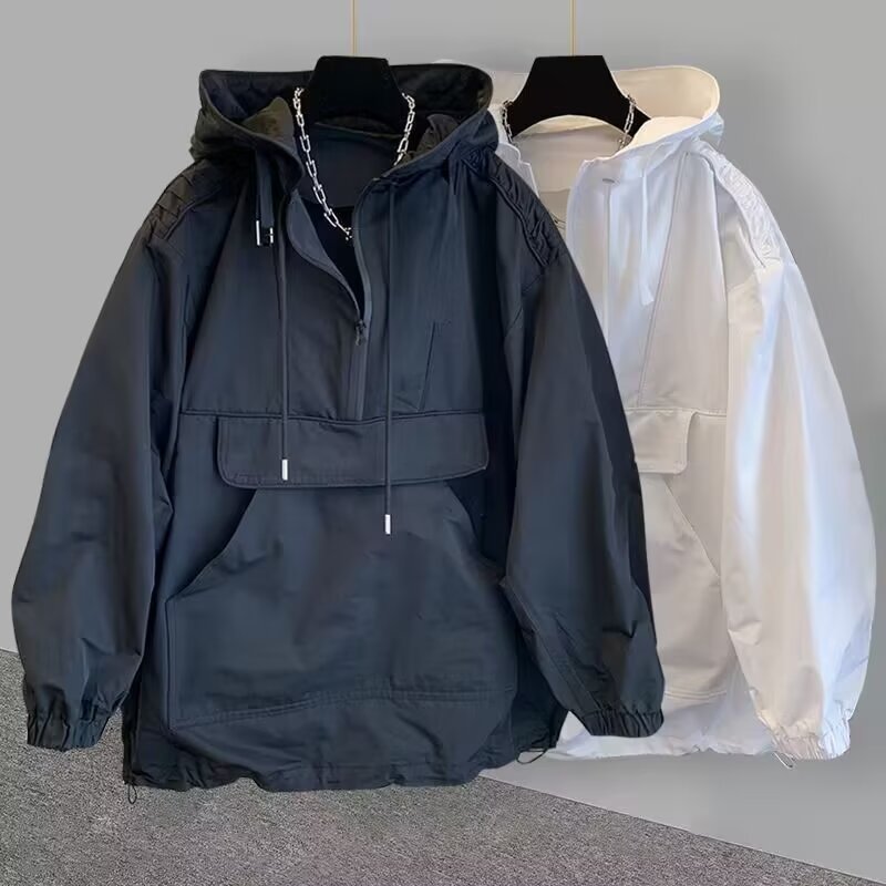 Damen lässige Anorakjacke mit verstellbarem Kapuzensystem und großzügiger Tasche Heidi-Mode
