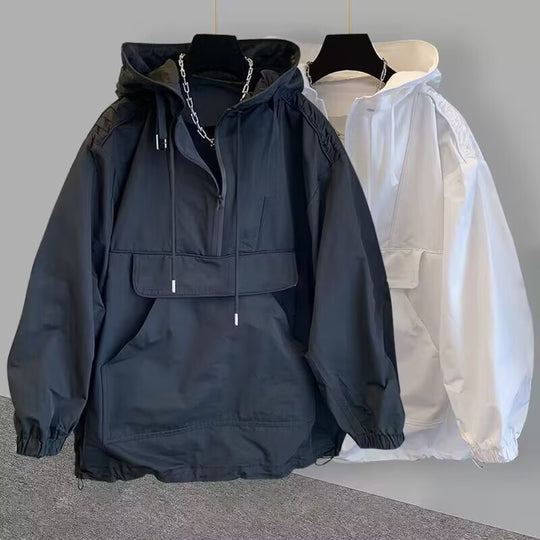 Damen lässige Anorakjacke mit verstellbarem Kapuzensystem und großzügiger Tasche Heidi-Mode