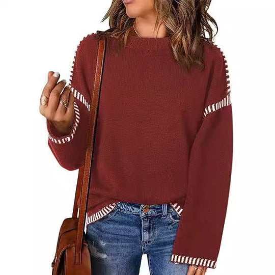 Damen Pullover mit modischen Streifen Heidi-Mode