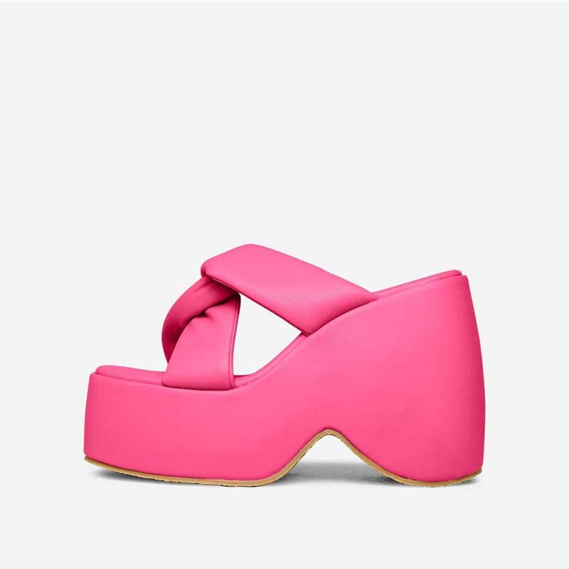 Femme Plattform Rutsch-Sandalen mit skulpturalem Design Heidi-Mode